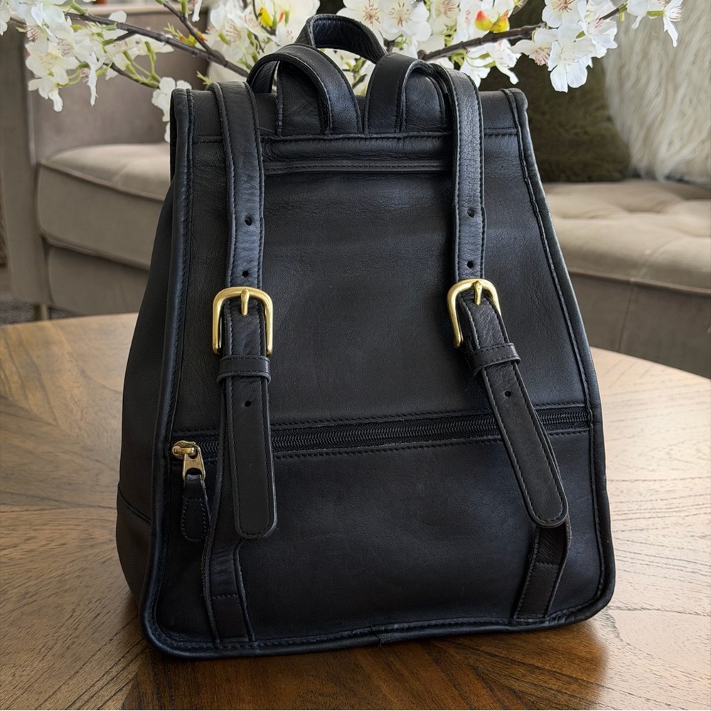 Vintage 90's Coach Black Leather Daypack 9791 Vtg Turnlock Backpack - Picture 8 of 16